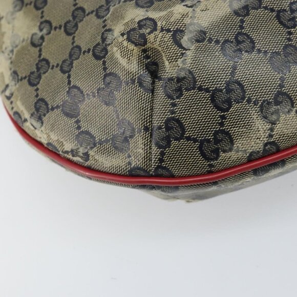 Authentic GUCCI GG Crystal Shoulder Bag Coated Canvas Navy Gold 181092 - Picture 7 of 16
